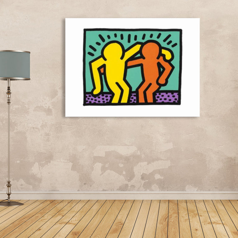 Brehn | Illustriertes abstraktes Figuren-Canvas in hellen Farben Pop Art Wanddekoration für das Wohnzimmer