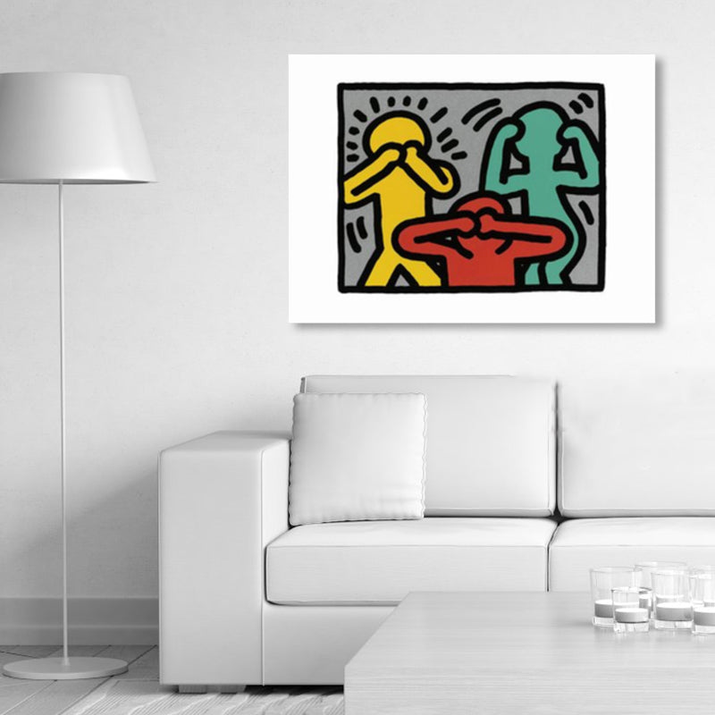 Brehn | Illustriertes abstraktes Figuren-Canvas in hellen Farben Pop Art Wanddekoration für das Wohnzimmer