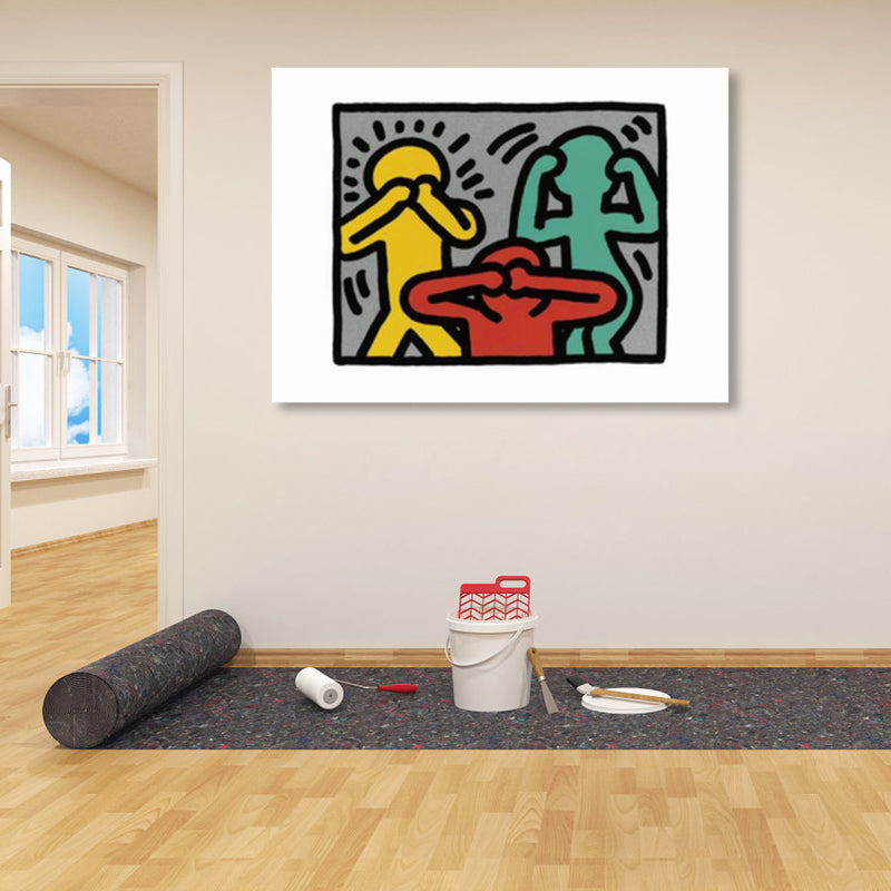Brehn | Illustriertes abstraktes Figuren-Canvas in hellen Farben Pop Art Wanddekoration für das Wohnzimmer