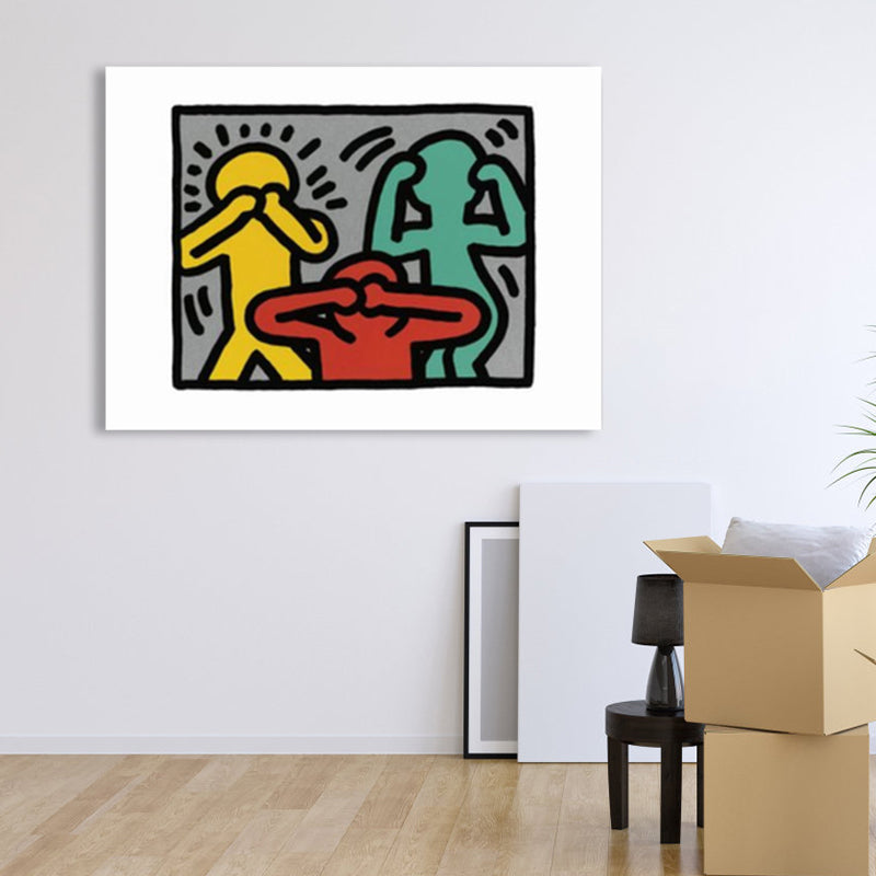 Brehn | Illustriertes abstraktes Figuren-Canvas in hellen Farben Pop Art Wanddekoration für das Wohnzimmer