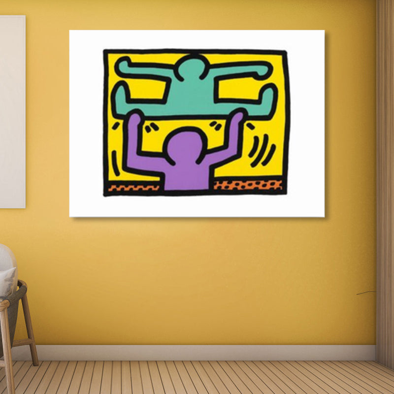 Brehn | Illustriertes abstraktes Figuren-Canvas in hellen Farben Pop Art Wanddekoration für das Wohnzimmer