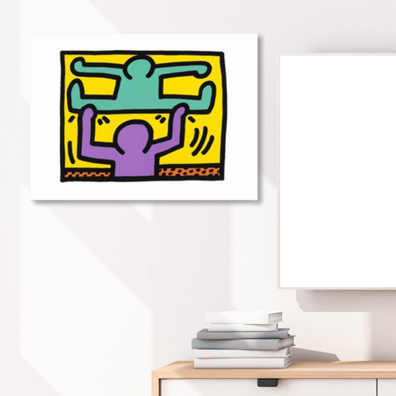 Brehn | Illustriertes abstraktes Figuren-Canvas in hellen Farben Pop Art Wanddekoration für das Wohnzimmer