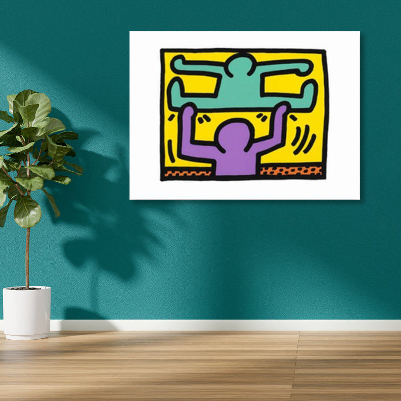 Brehn | Illustriertes abstraktes Figuren-Canvas in hellen Farben Pop Art Wanddekoration für das Wohnzimmer