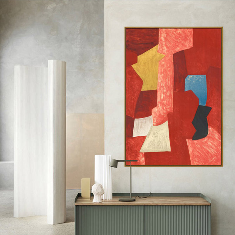 Brehn | Handgedruckte grafische Leinwandkunst weiche Farbdrucke abstrakte Wanddekoration für das Wohnzimmer