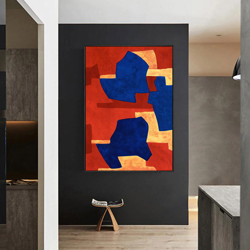 Brehn | Handgedruckte grafische Leinwandkunst weiche Farbdrucke abstrakte Wanddekoration für das Wohnzimmer