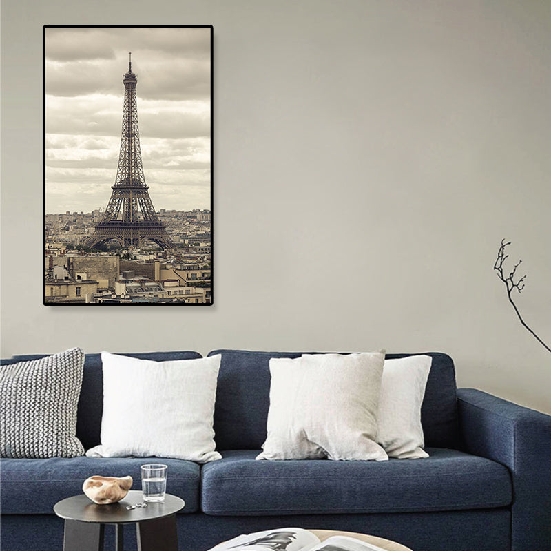 Brehn | Eiffelturm Szene Leinwanddruck Global Inspirierter Stil Strukturierte Wandkunst Dekor in Braun