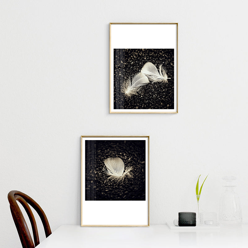 Brehn | Dunkle Glam Wall Art Print Fotografie Feder Leinwand für Raum, Mehrere Größenoptionen