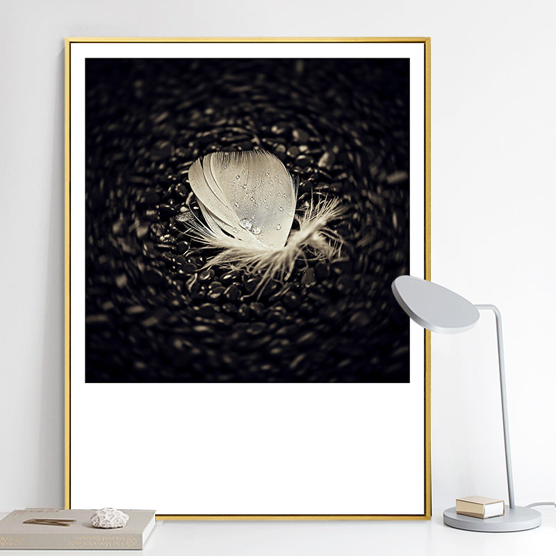 Brehn | Dunkle Glam Wall Art Print Fotografie Feder Leinwand für Raum, Mehrere Größenoptionen