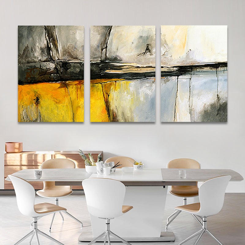 Brehn | Helle Farbstrich Leinwand Abstrakter Expressionismus Texturiertes Wanddekor für Schlafzimmer, Set von 3