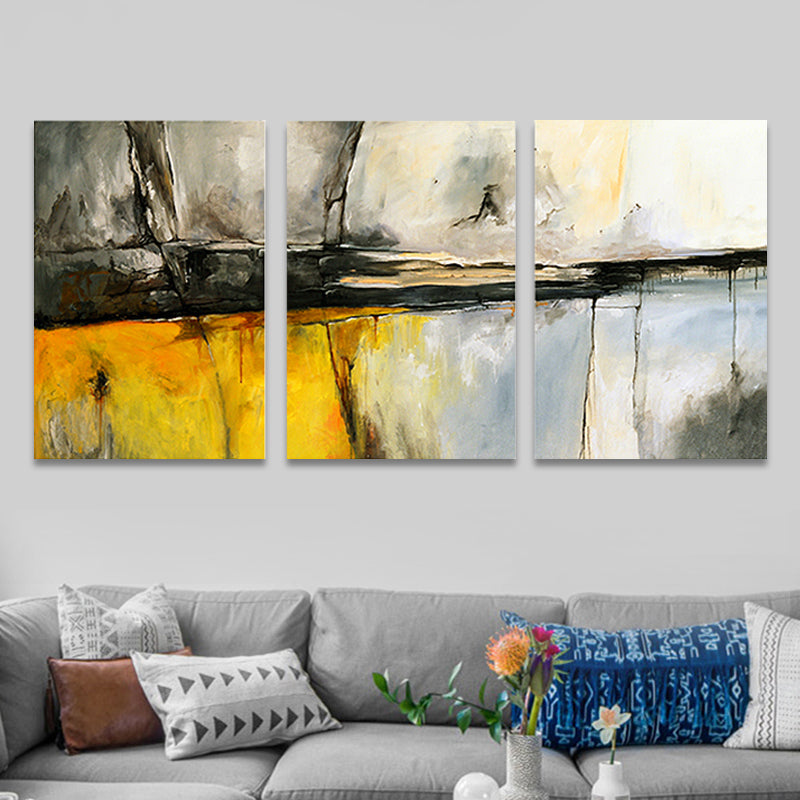 Brehn | Helle Farbstrich Leinwand Abstrakter Expressionismus Texturiertes Wanddekor für Schlafzimmer, Set von 3