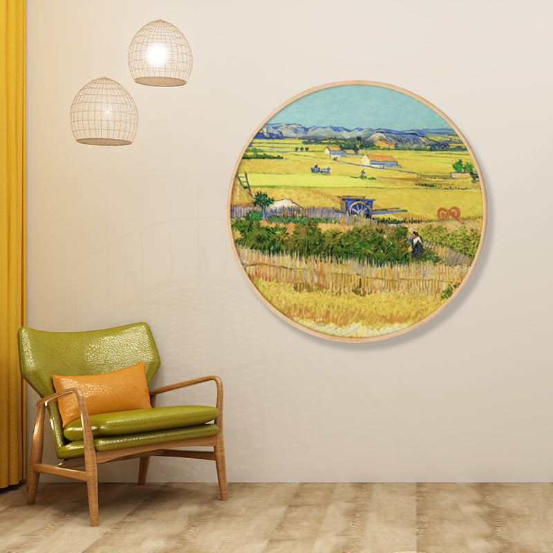 Brehn | Gemälde Farmfeld Landschaft Kunstdruck Impressionismus Leinwand Wanddekoration in sanften Farben für den Raum