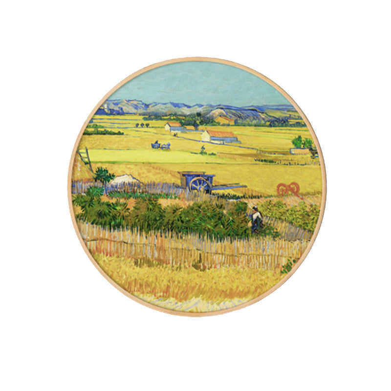 Brehn | Gemälde Farmfeld Landschaft Kunstdruck Impressionismus Leinwand Wanddekoration in sanften Farben für den Raum