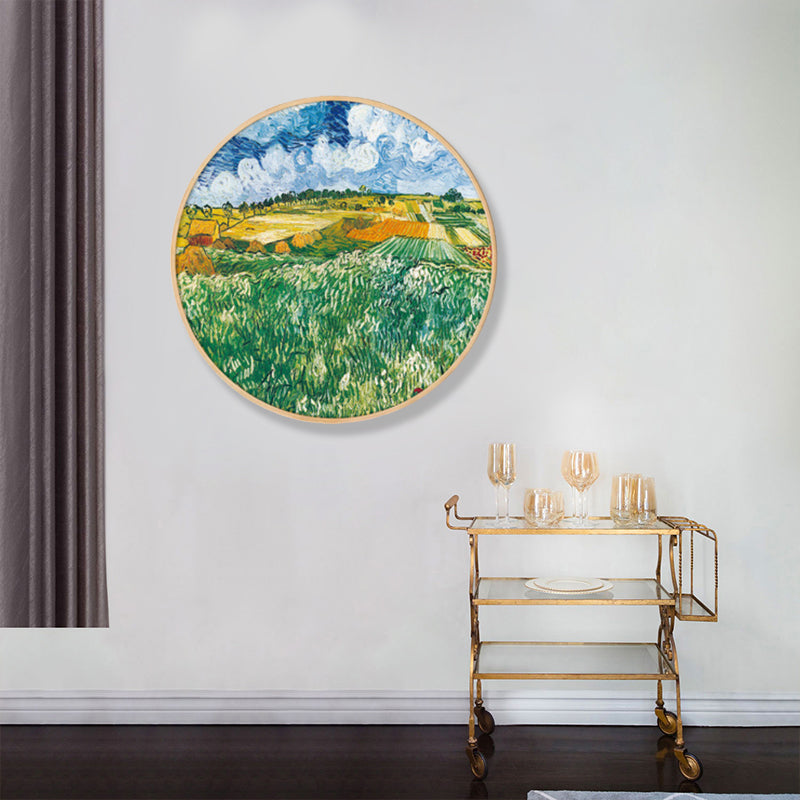 Brehn | Gemälde Farmfeld Landschaft Kunstdruck Impressionismus Leinwand Wanddekoration in sanften Farben für den Raum