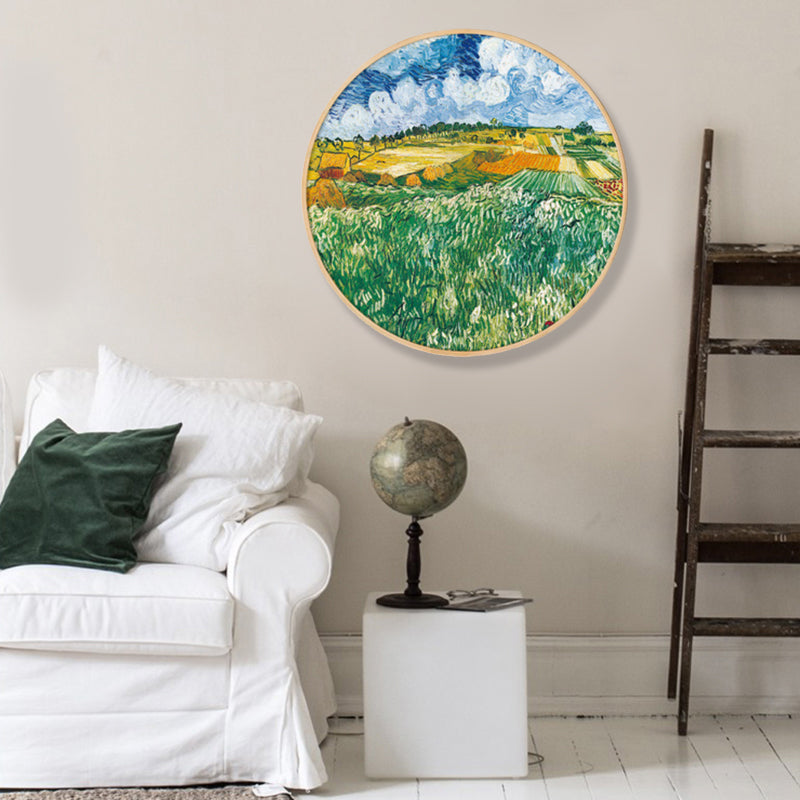 Brehn | Gemälde Farmfeld Landschaft Kunstdruck Impressionismus Leinwand Wanddekoration in sanften Farben für den Raum