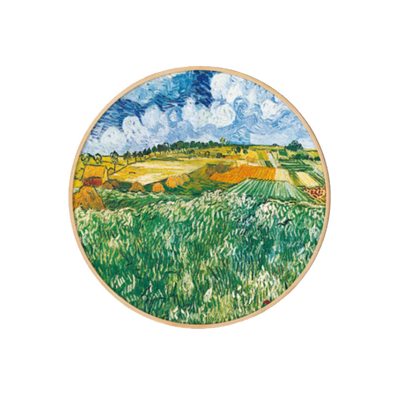 Brehn | Gemälde Farmfeld Landschaft Kunstdruck Impressionismus Leinwand Wanddekoration in sanften Farben für den Raum