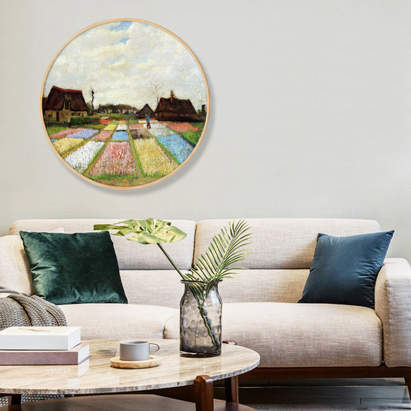 Brehn | Gemälde Farmfeld Landschaft Kunstdruck Impressionismus Leinwand Wanddekoration in sanften Farben für den Raum