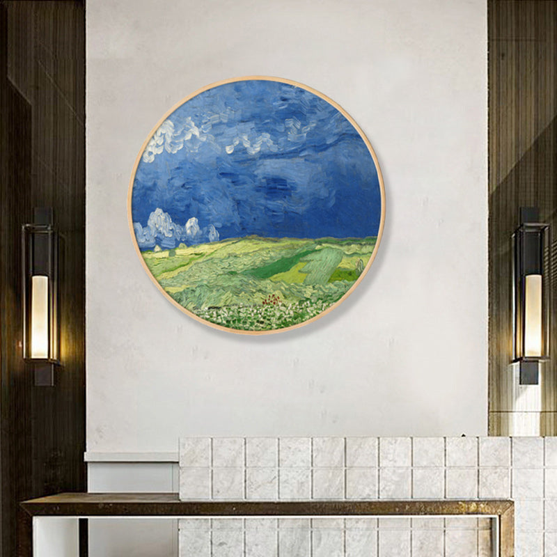 Brehn | Gemälde Farmfeld Landschaft Kunstdruck Impressionismus Leinwand Wanddekoration in sanften Farben für den Raum