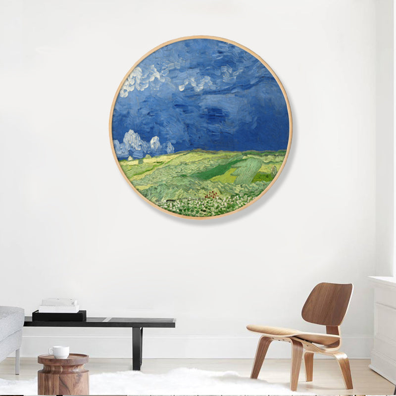 Brehn | Gemälde Farmfeld Landschaft Kunstdruck Impressionismus Leinwand Wanddekoration in sanften Farben für den Raum