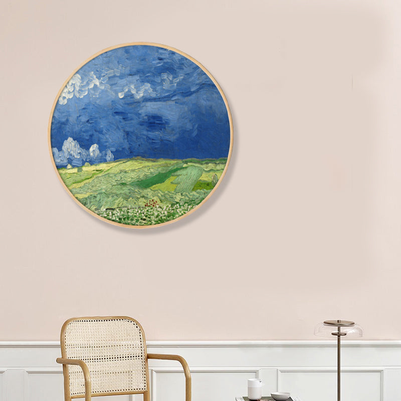 Brehn | Gemälde Farmfeld Landschaft Kunstdruck Impressionismus Leinwand Wanddekoration in sanften Farben für den Raum