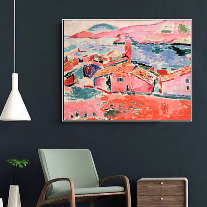 Brehn | Abstract Expressionismus Landhaus Leinwanddruck Wohnzimmer Wandkunst Dekor in Pink