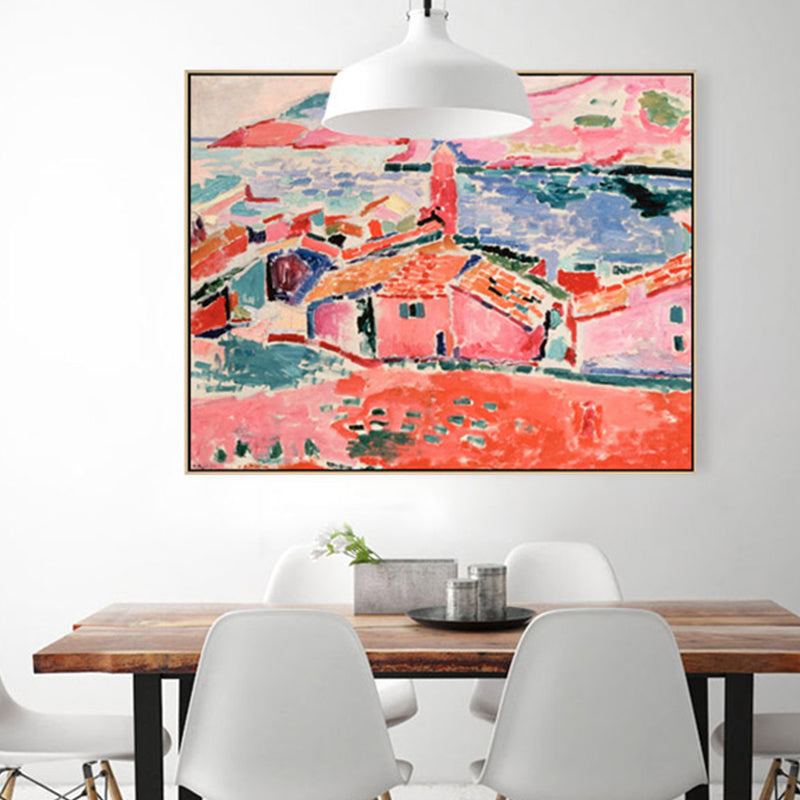 Brehn | Abstract Expressionismus Landhaus Leinwanddruck Wohnzimmer Wandkunst Dekor in Pink