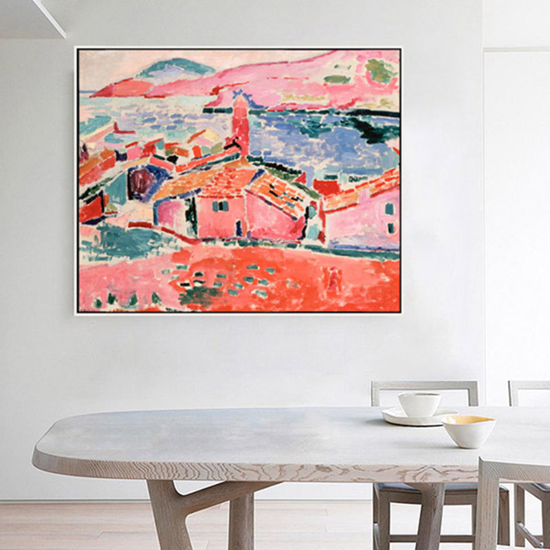 Brehn | Abstract Expressionismus Landhaus Leinwanddruck Wohnzimmer Wandkunst Dekor in Pink