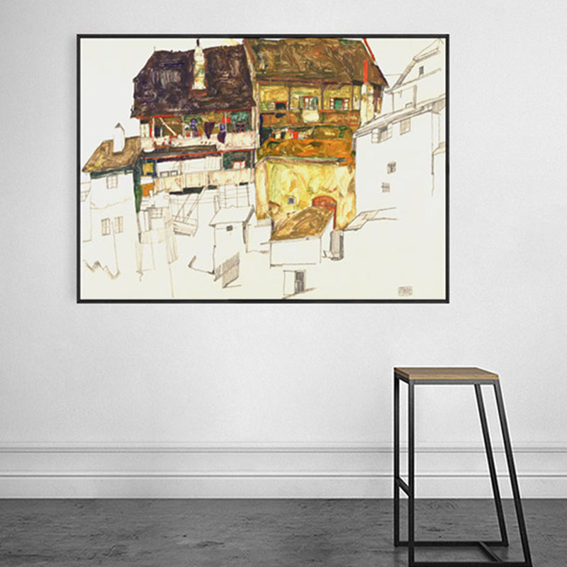 Brehn | Imposante Architektur Leinwand Kunst Treppenmalerei Landschaft Wanddekoration in Gelb