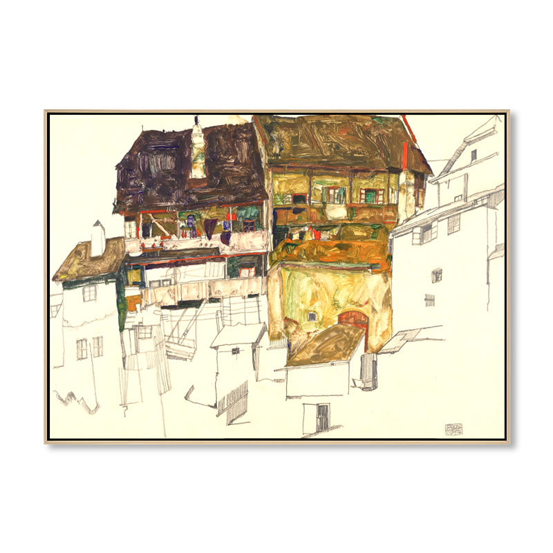 Brehn | Imposante Architektur Leinwand Kunst Treppenmalerei Landschaft Wanddekoration in Gelb