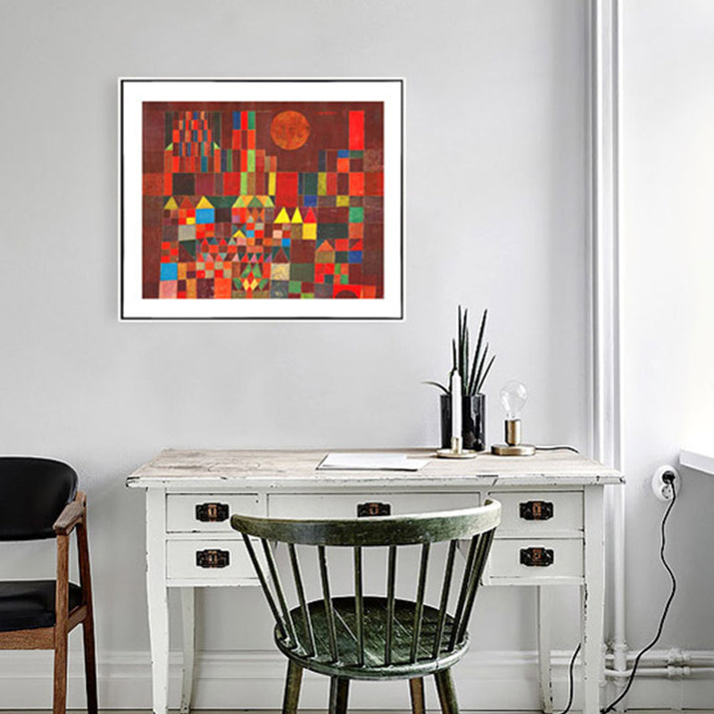 Brehn | Mid-Century Modern Abstract Canvas Wandkunst Rote Farbblockmalerei für das Wohnzimmer