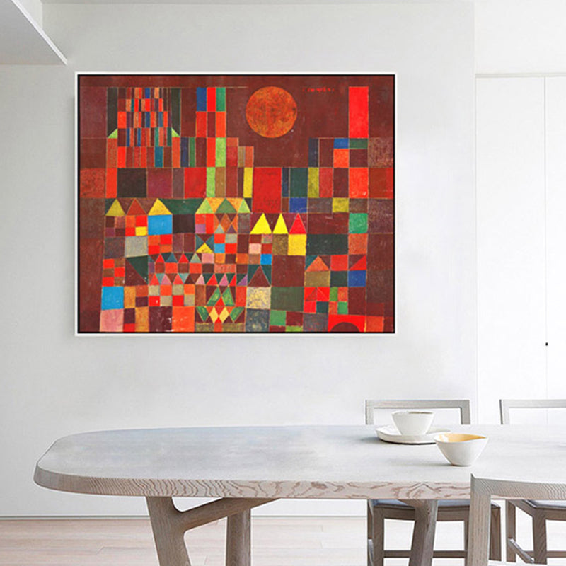 Brehn | Mid-Century Modern Abstract Canvas Wandkunst Rote Farbblockmalerei für das Wohnzimmer