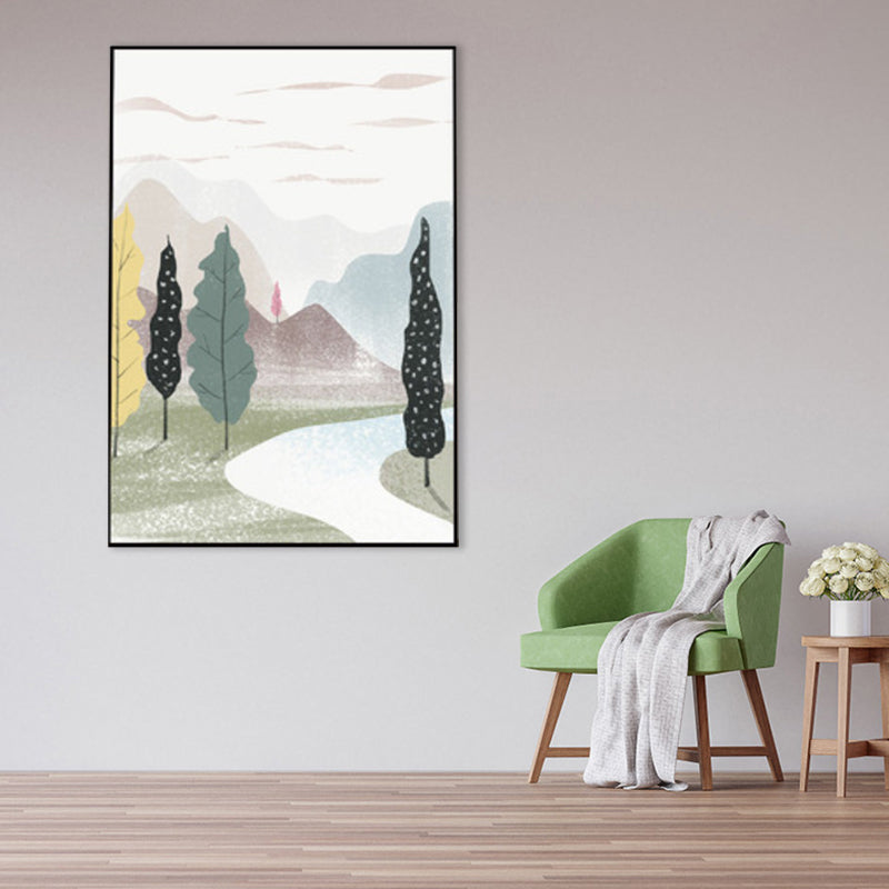 Brehn | Nordic Scenery Wald Leinwanddruck Pastellfarbe Texturiertes Wandkunst Dekor für Wohnzimmer