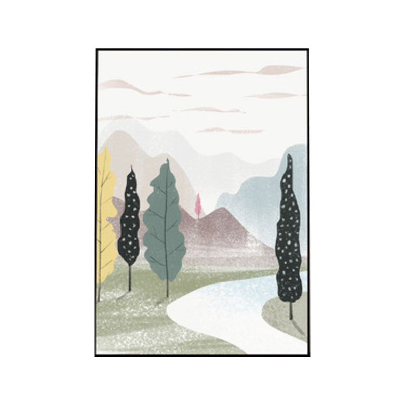 Brehn | Nordic Scenery Wald Leinwanddruck Pastellfarbe Texturiertes Wandkunst Dekor für Wohnzimmer