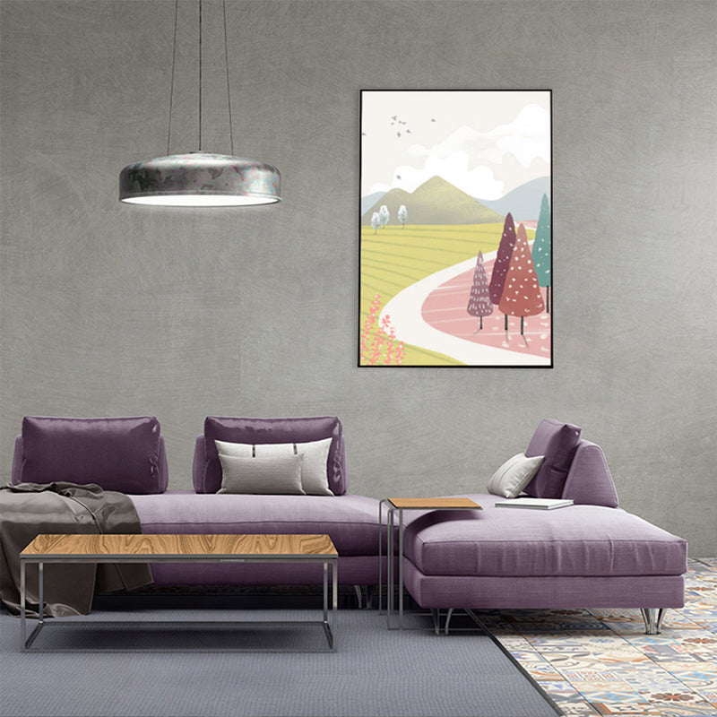 Brehn | Nordic Scenery Wald Leinwanddruck Pastellfarbe Texturiertes Wandkunst Dekor für Wohnzimmer