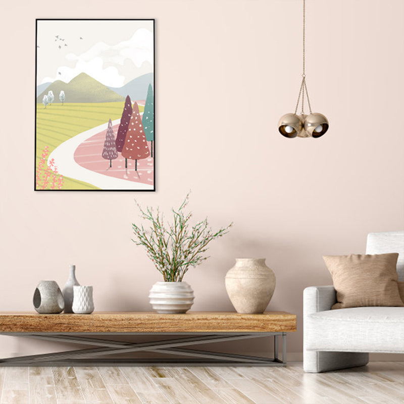 Brehn | Nordic Scenery Wald Leinwanddruck Pastellfarbe Texturiertes Wandkunst Dekor für Wohnzimmer