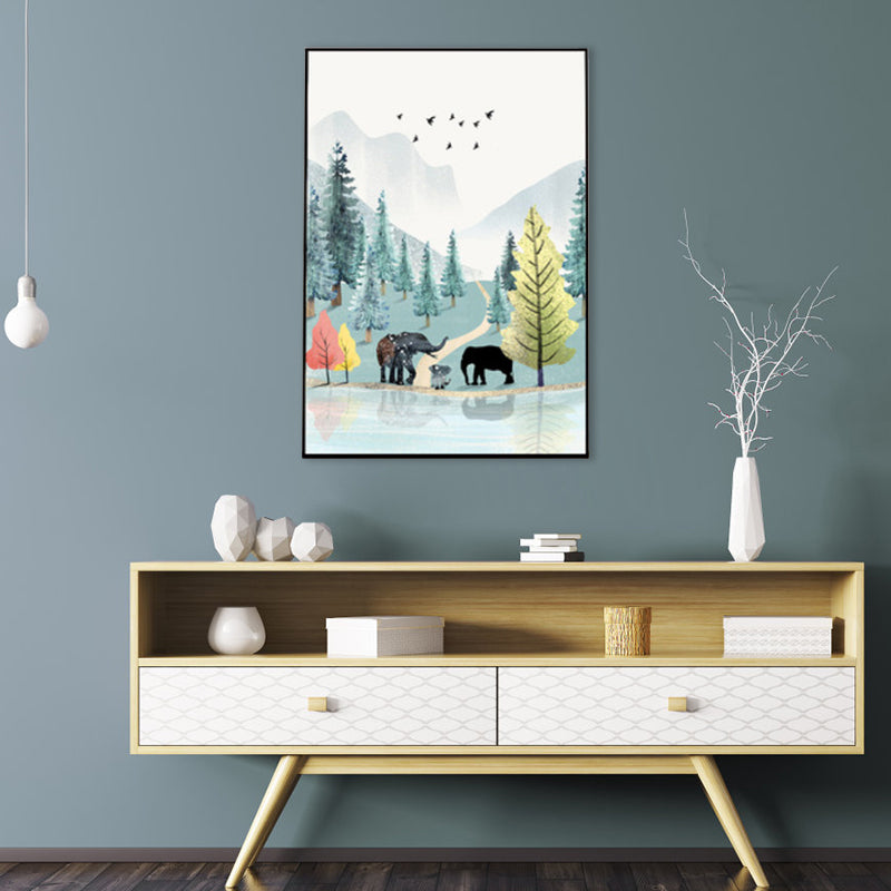 Brehn | Nordic Scenery Wald Leinwanddruck Pastellfarbe Texturiertes Wandkunst Dekor für Wohnzimmer