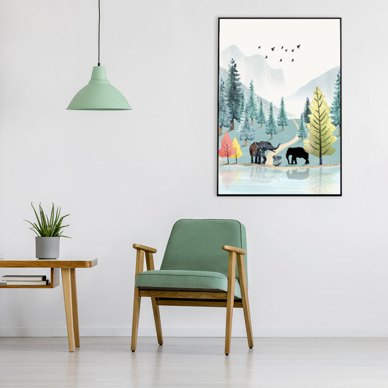 Brehn | Nordic Scenery Wald Leinwanddruck Pastellfarbe Texturiertes Wandkunst Dekor für Wohnzimmer