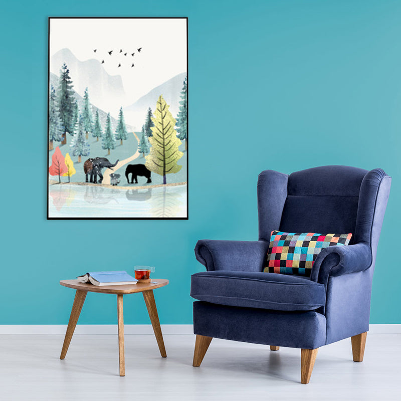 Brehn | Nordic Scenery Wald Leinwanddruck Pastellfarbe Texturiertes Wandkunst Dekor für Wohnzimmer