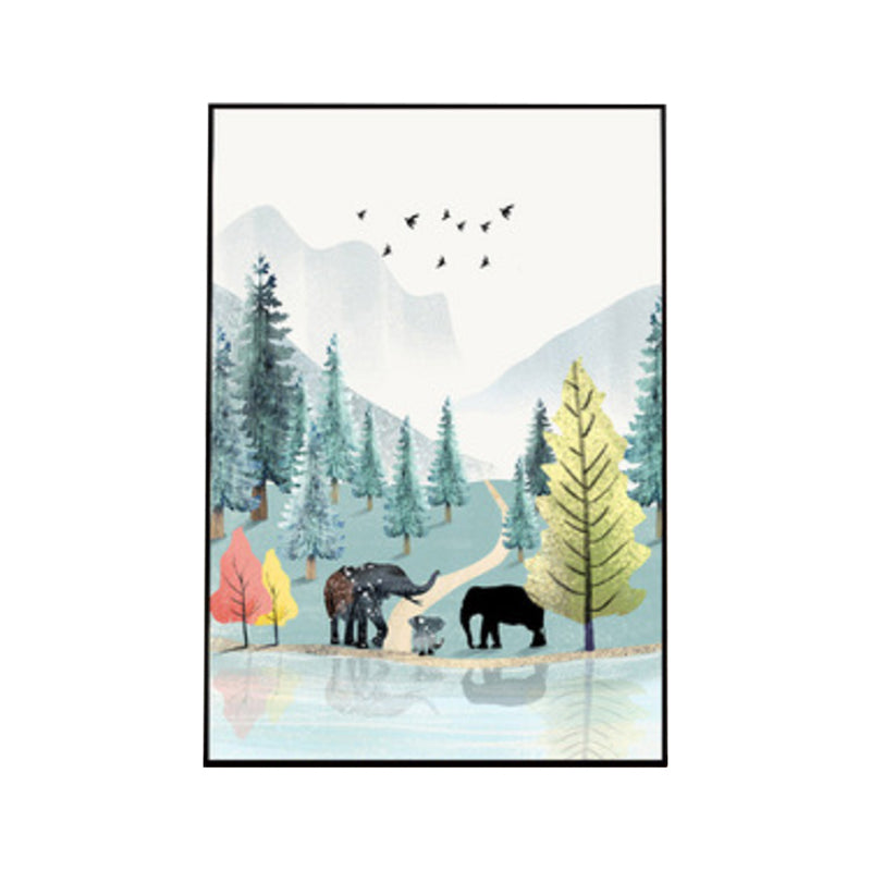 Brehn | Nordic Scenery Wald Leinwanddruck Pastellfarbe Texturiertes Wandkunst Dekor für Wohnzimmer