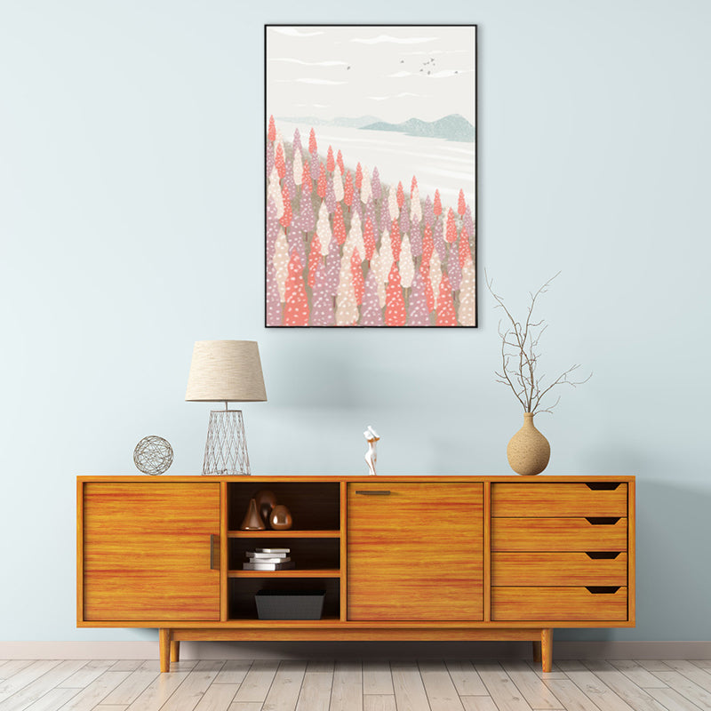 Brehn | Nordic Scenery Wald Leinwanddruck Pastellfarbe Texturiertes Wandkunst Dekor für Wohnzimmer