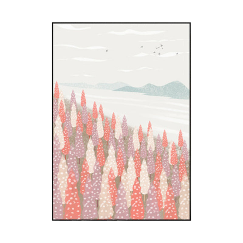 Brehn | Nordic Scenery Wald Leinwanddruck Pastellfarbe Texturiertes Wandkunst Dekor für Wohnzimmer