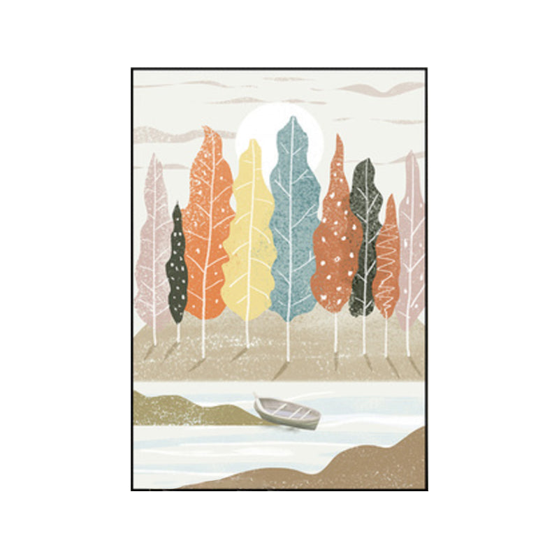 Brehn | Nordic Scenery Wald Leinwanddruck Pastellfarbe Texturiertes Wandkunst Dekor für Wohnzimmer