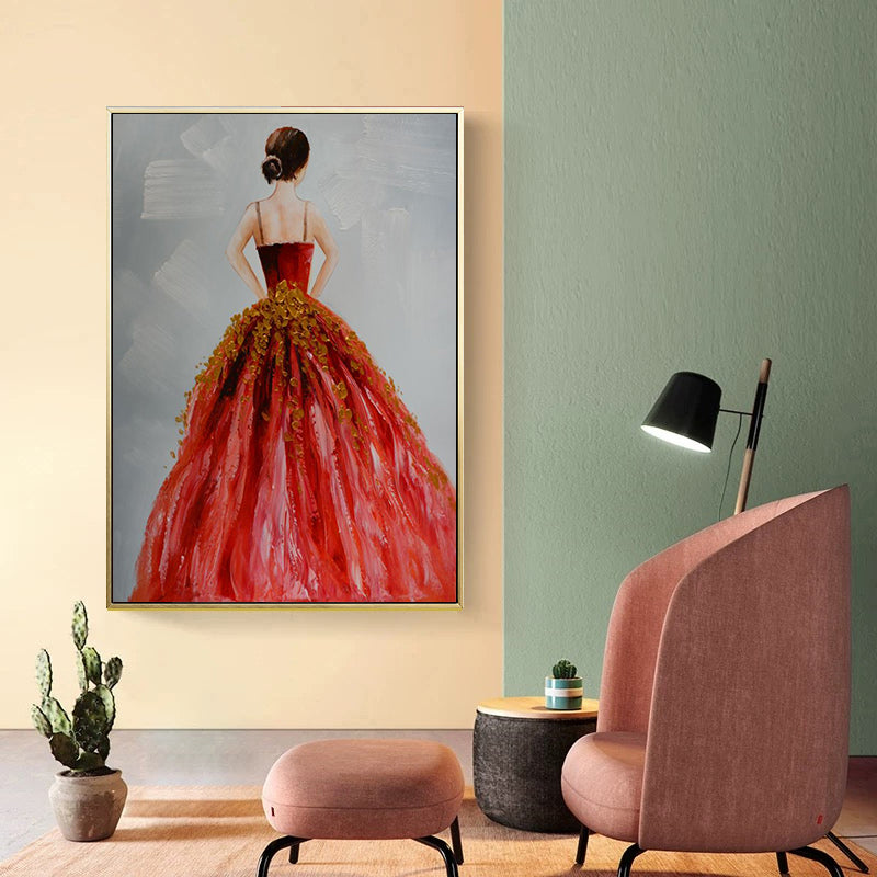 Brehn | Tanz Mädchen im Kleid Leinwanddruck Sanfte Farben Glam Stil Malerei für Wohnzimmer