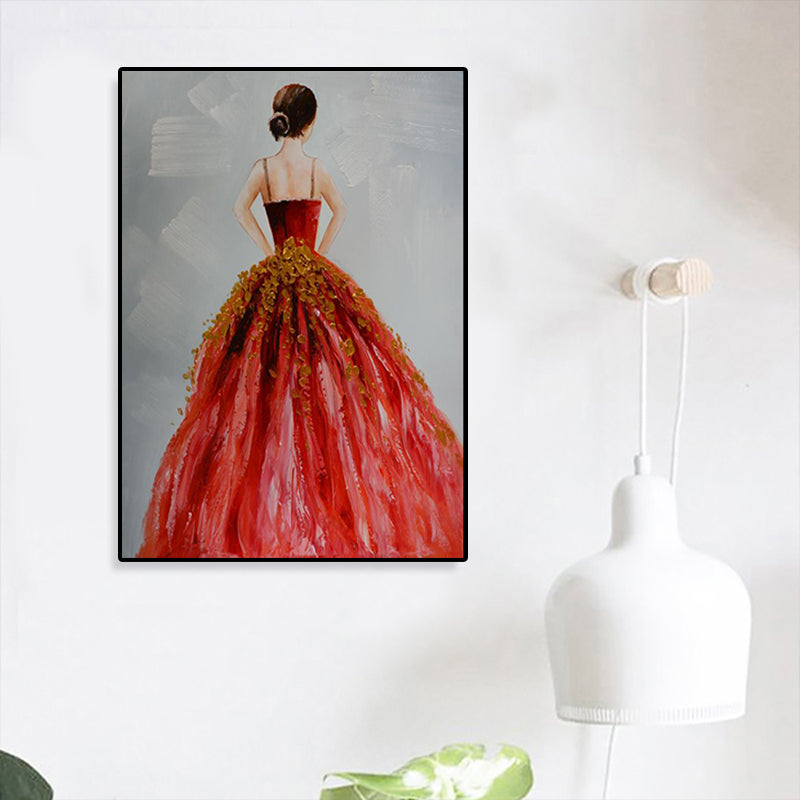Brehn | Tanz Mädchen im Kleid Leinwanddruck Sanfte Farben Glam Stil Malerei für Wohnzimmer