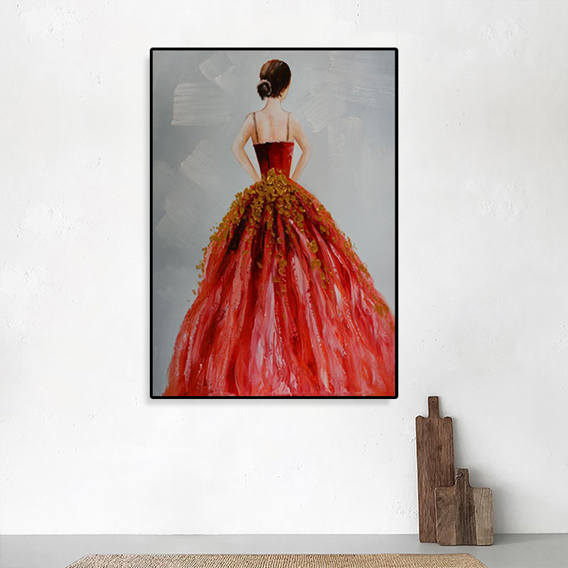 Brehn | Tanz Mädchen im Kleid Leinwanddruck Sanfte Farben Glam Stil Malerei für Wohnzimmer