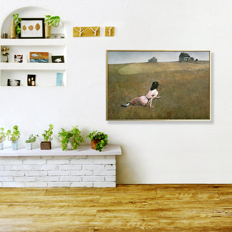 Brehn | Gemälde Druck Figur Leinwand Kunst Funky Hübsches Mädchen, das auf der Wiese liegt Wanddekoration in Grün für das Zimmer