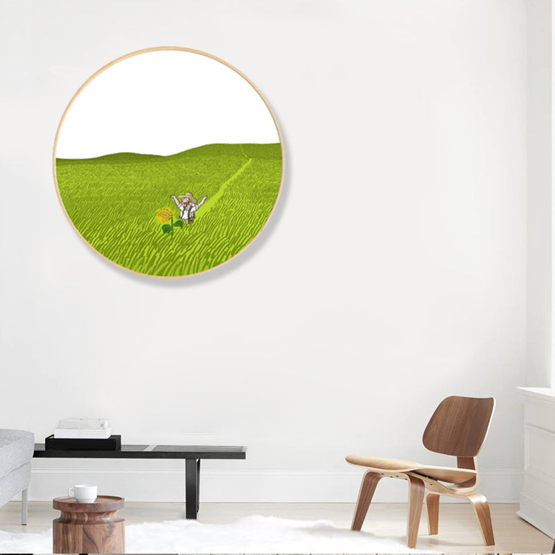 Brehn | Weiche Farb-Farmfeldblick Wandkunst-Druck Impressionismus Texturiertes Eingerahmtes Leinwand für Schlafzimmer