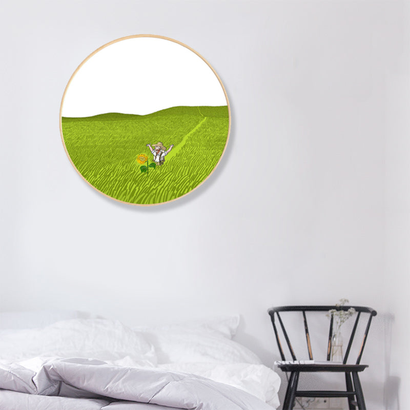 Brehn | Weiche Farb-Farmfeldblick Wandkunst-Druck Impressionismus Texturiertes Eingerahmtes Leinwand für Schlafzimmer