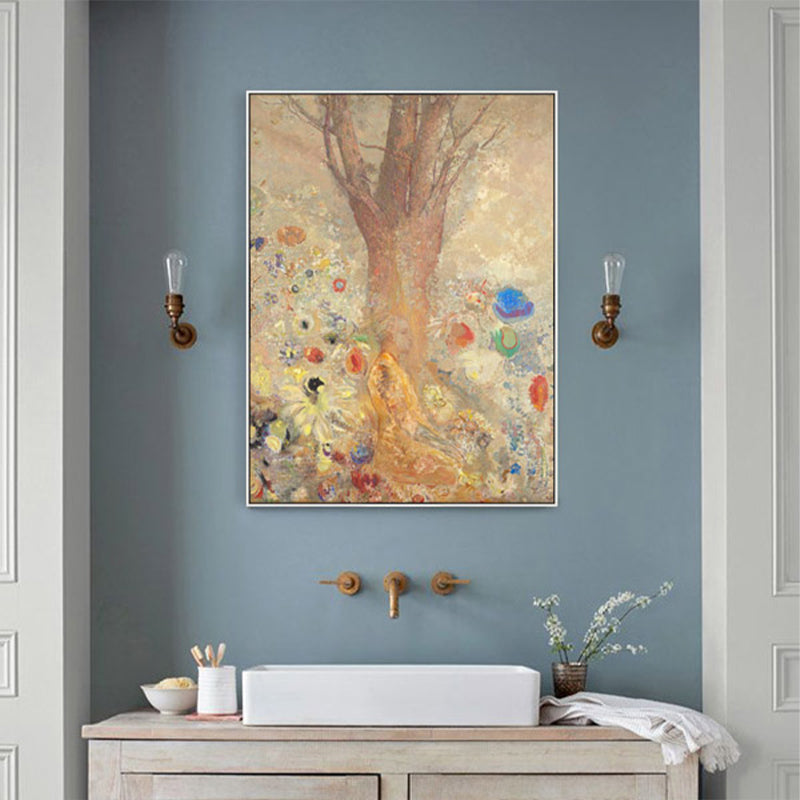 Brehn | Art Nouveau Gemälde Baum Leinwand Braun Religiöses Muster Wanddeko für Wohnzimmer