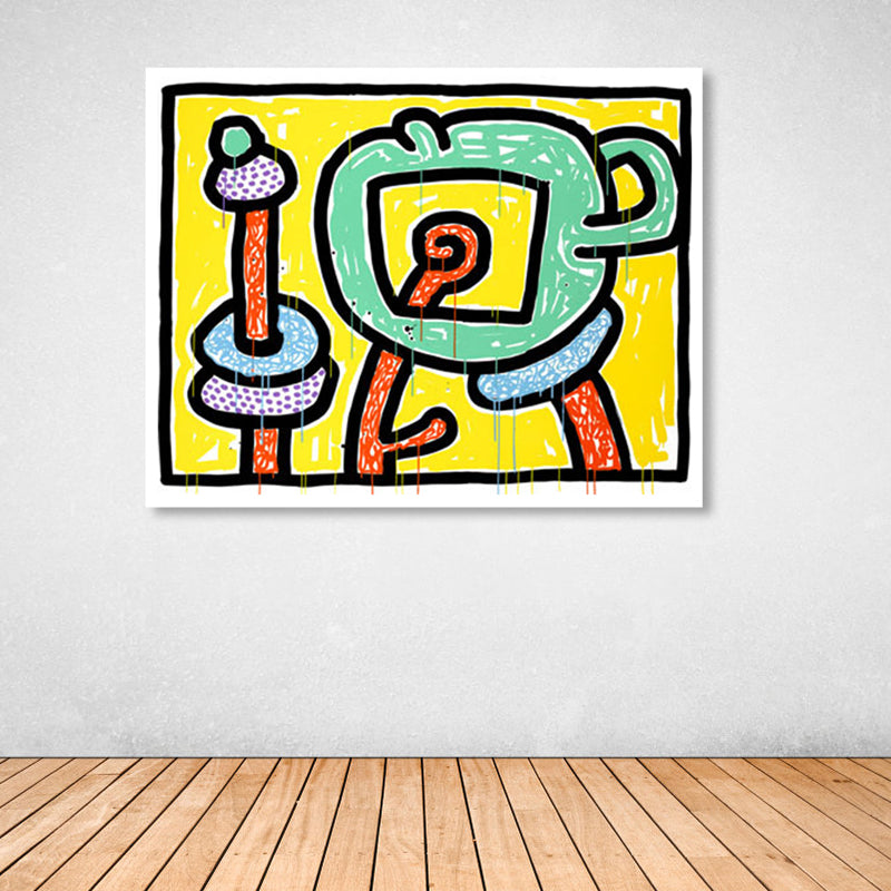Brehn | Florales Design Wanddekoration Pop-Art texturiertes Leinwandbild in Pastellfarbe für das Familienzimmer