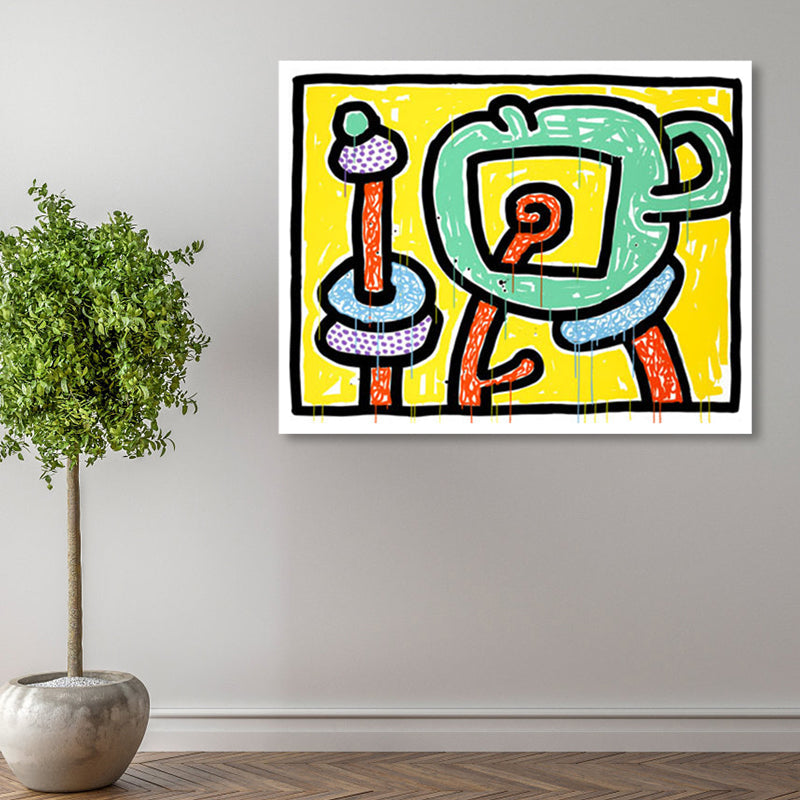 Brehn | Florales Design Wanddekoration Pop-Art texturiertes Leinwandbild in Pastellfarbe für das Familienzimmer